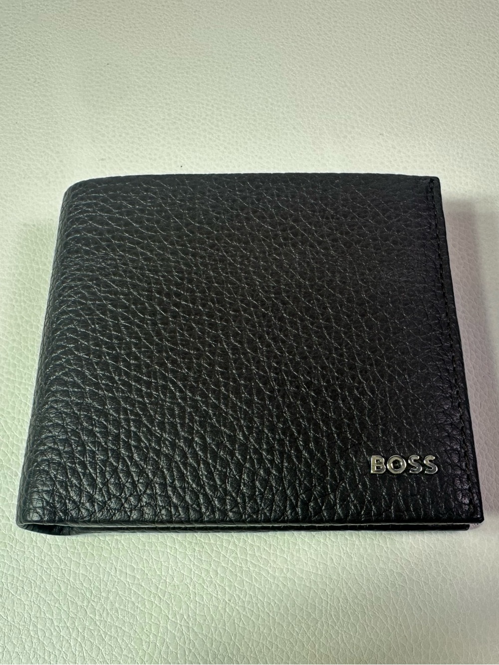 NEW Men’s Boss Crosstown Grained Brown Leather Bifold Wallet